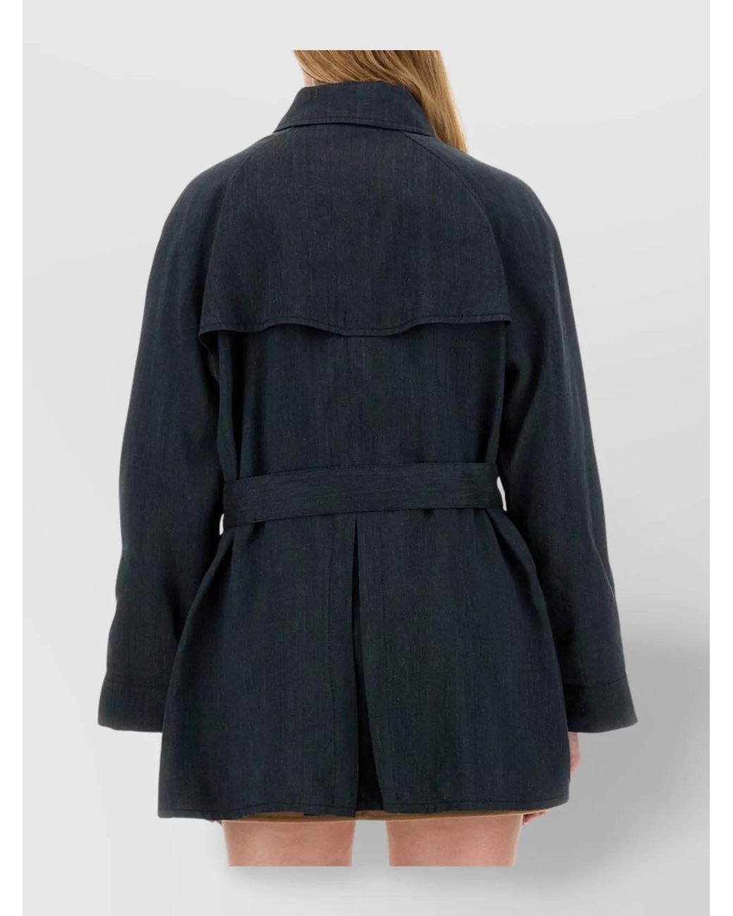 Fay Black Double-Breasted Belted Short Trench Coat
