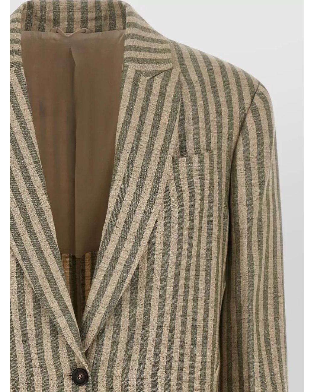 Brunello Cucinelli Natural Striped Single-Breasted Blazer