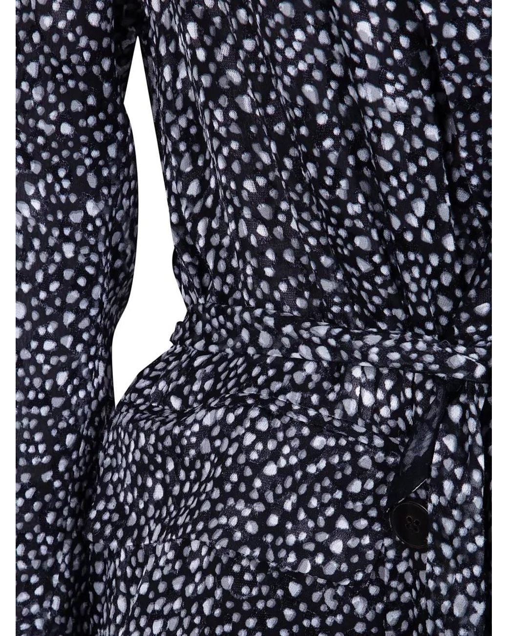 SAPIO Blue Devoree Midi Dress Belted Waist Buttons