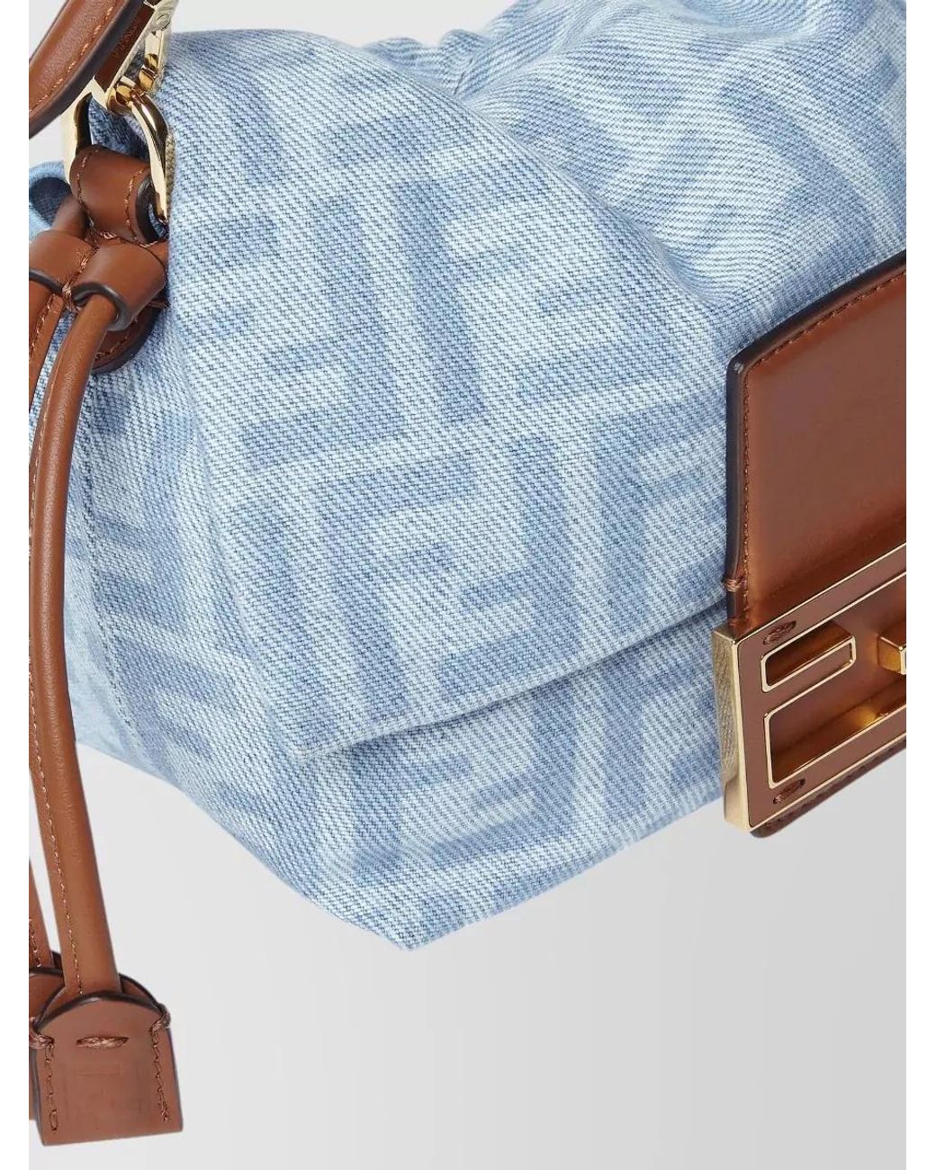 Fendi Blue Mamma Baguette Small Denim Bucket Bag
