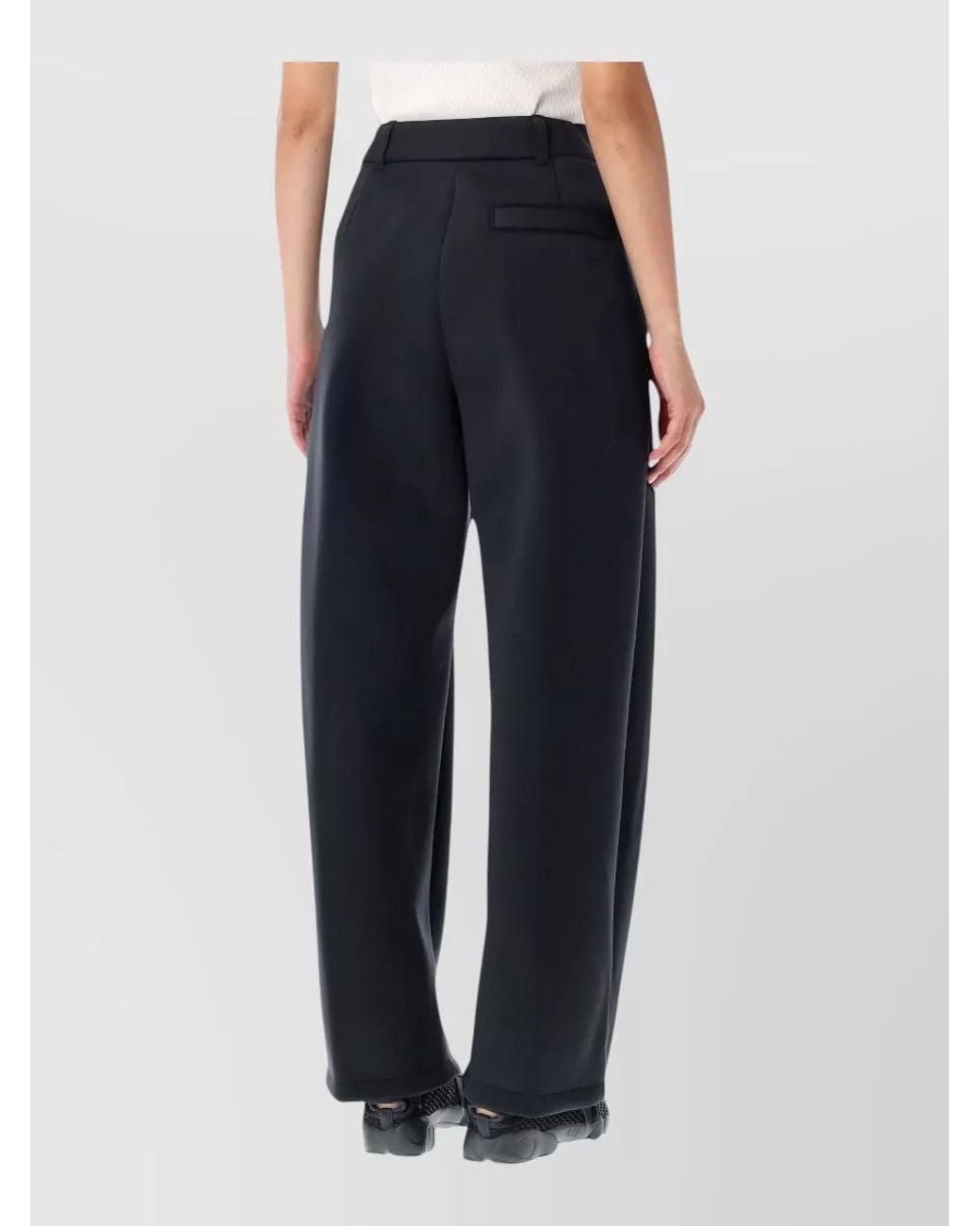 Nike Blue Fleece Mid-Rise Pleated Wide-Leg Trousers