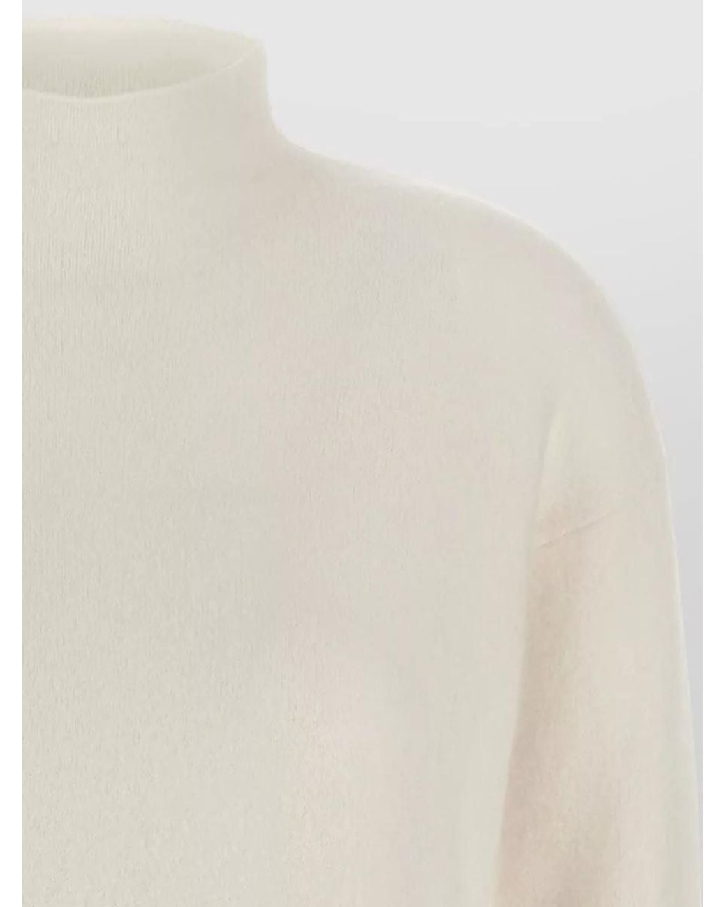 Max Mara White Cashmere High Neck Relaxed Fit Sweater