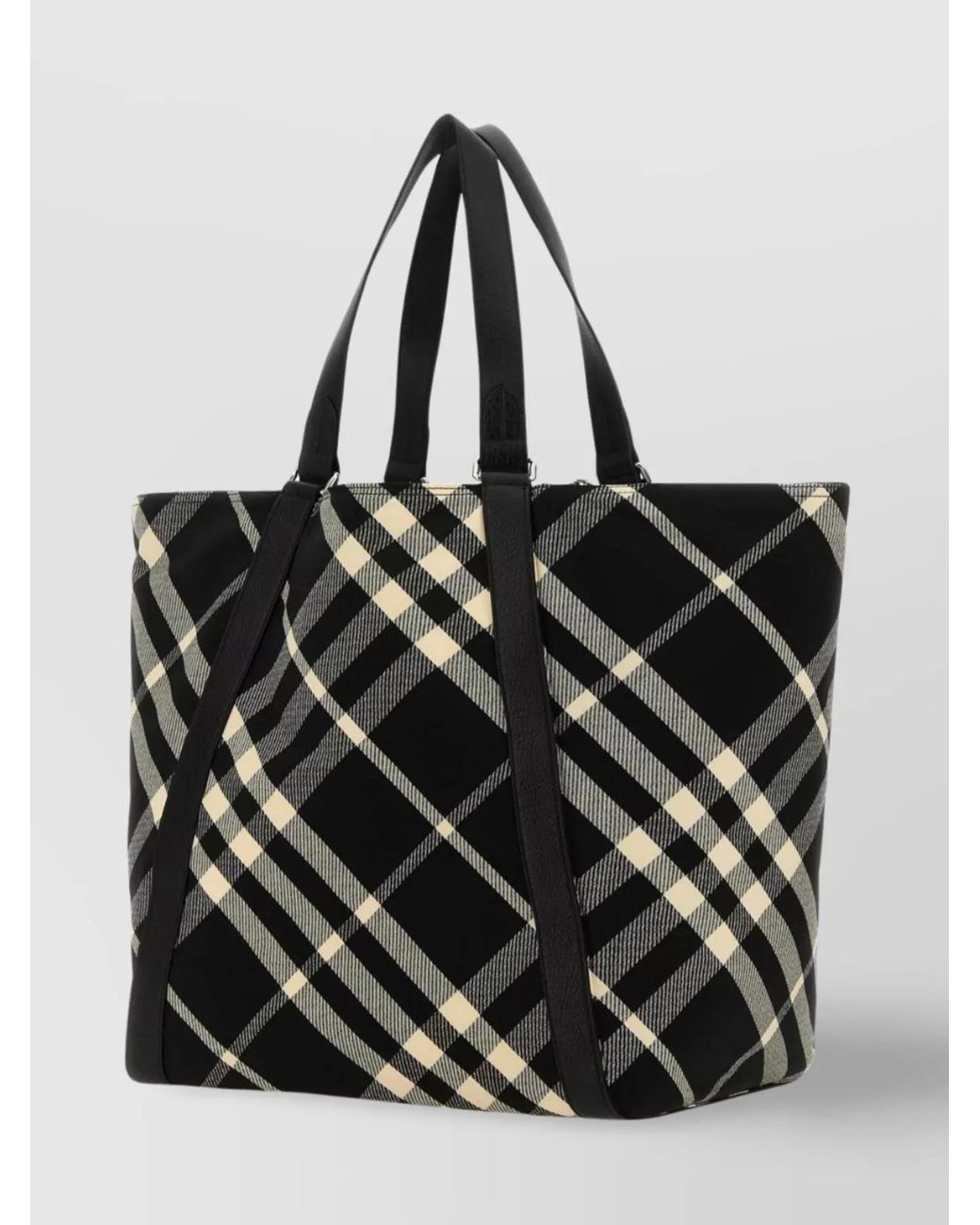 Burberry Black Checked Tote Bag for men