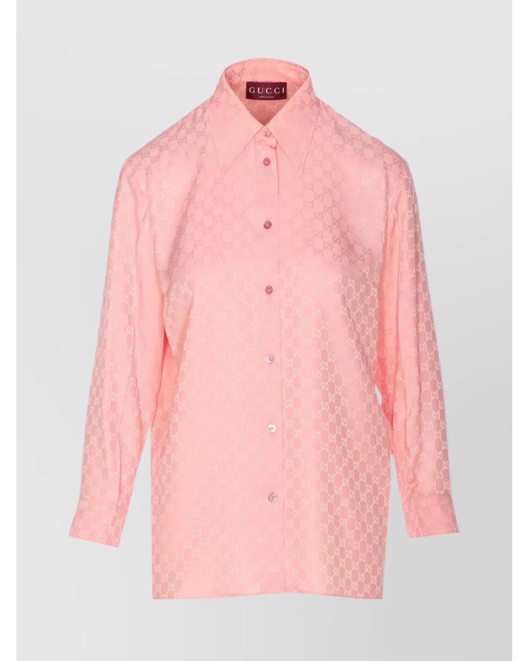 Gucci Pink Gg Silk Jacquard Shirt
