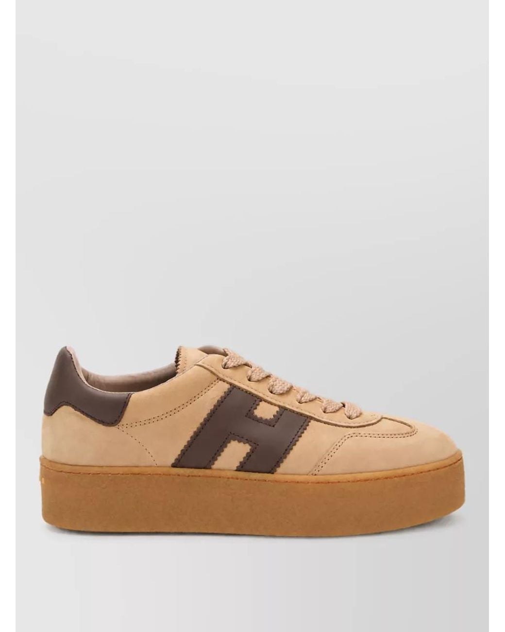 Hogan Natural Leather Lace-Up Sneakers