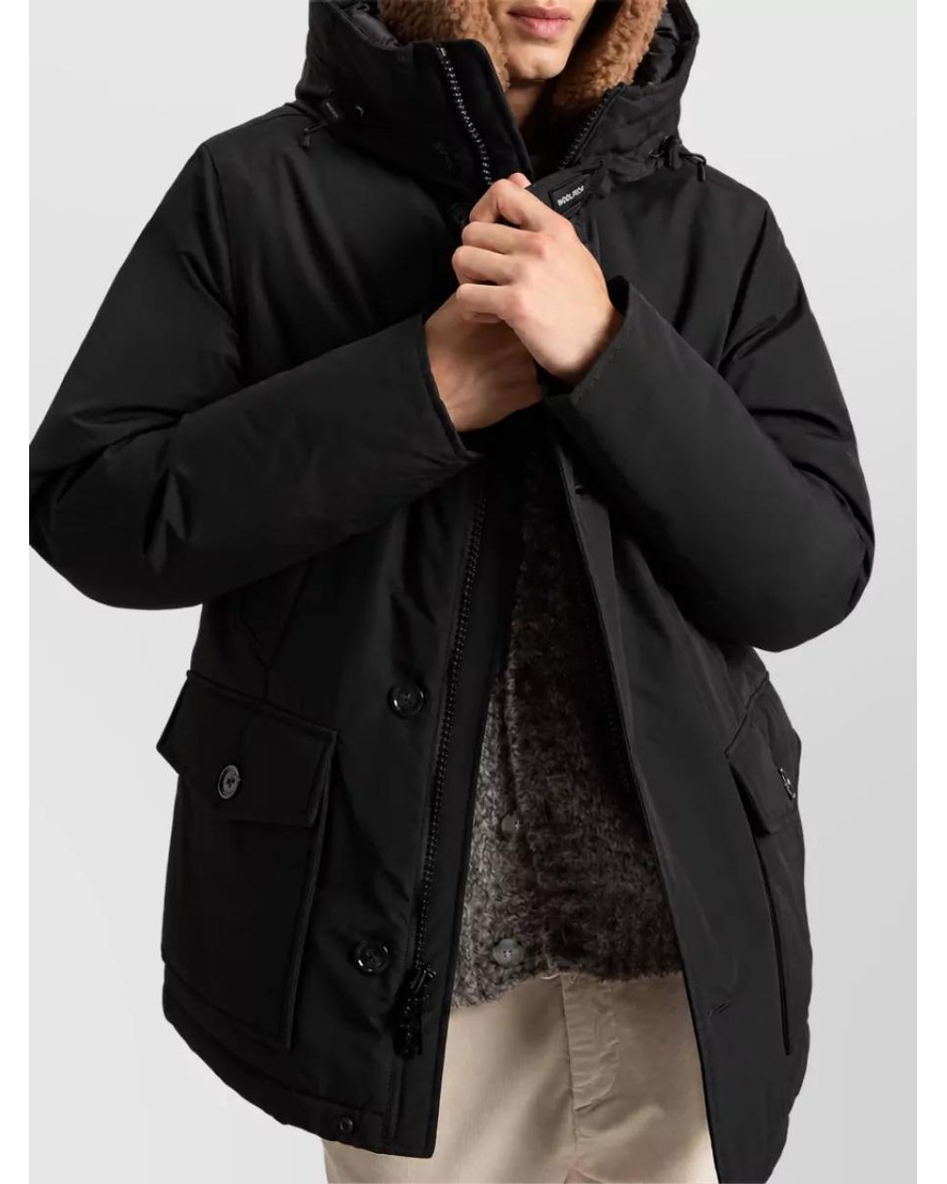 Woolrich Black Down Padded Parka for men