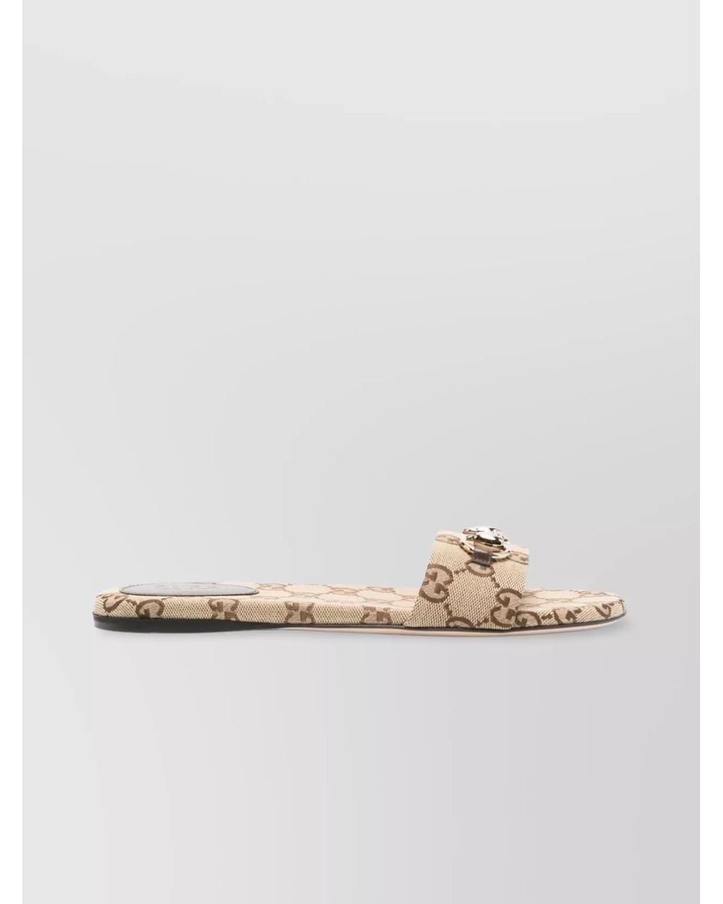 Gucci Metallic Gg Canvas Slider Sandals