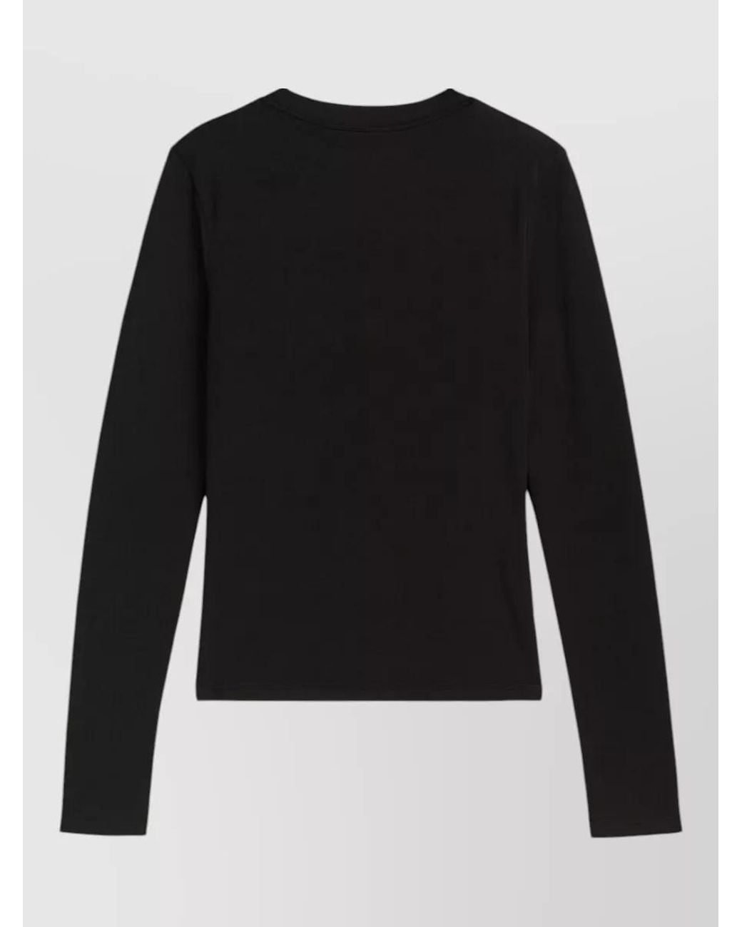 Theory Black Long-Sleeve Cotton Knit Top