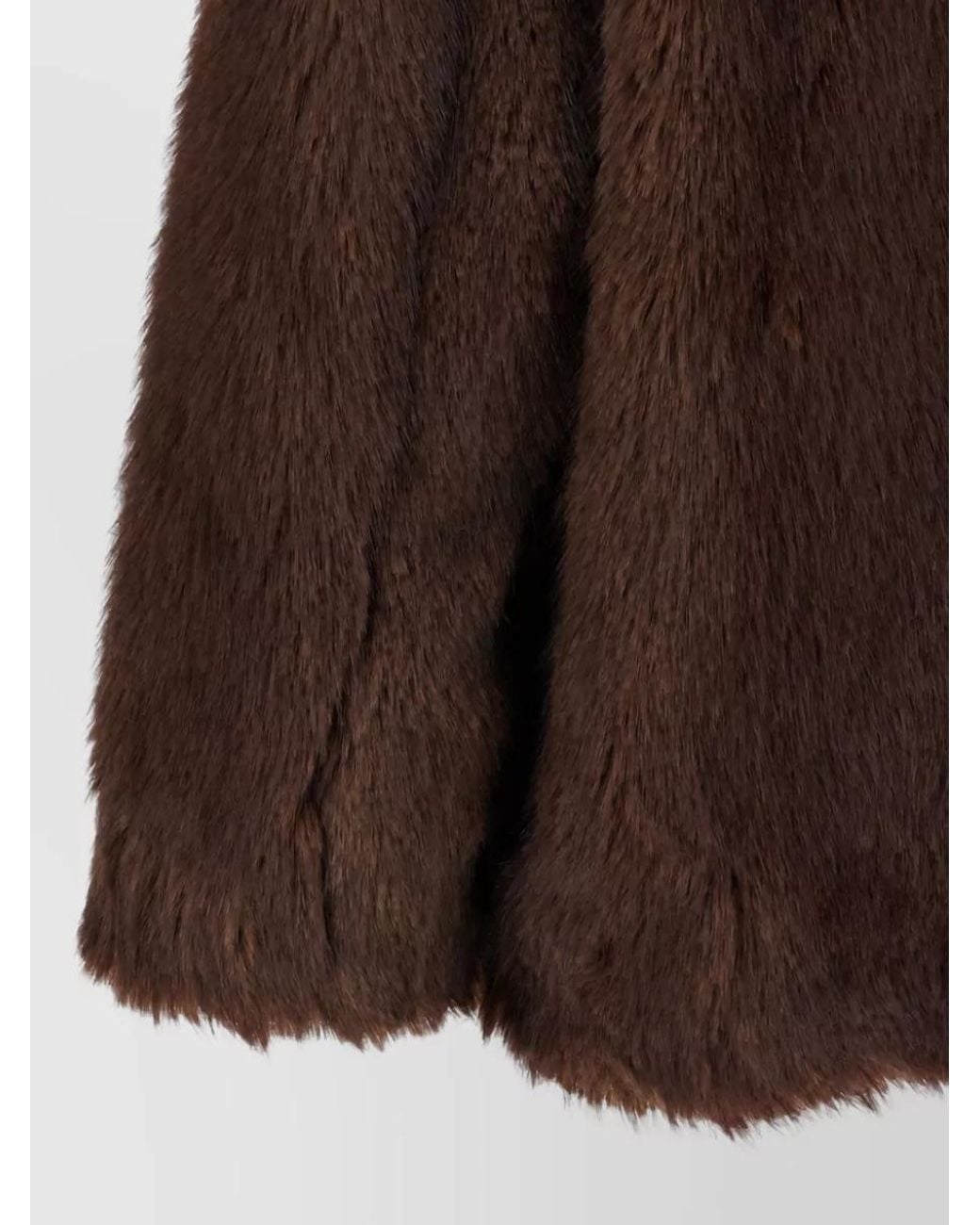 Thelatest Brown Oversized Double-Breasted Faux Fur Coat