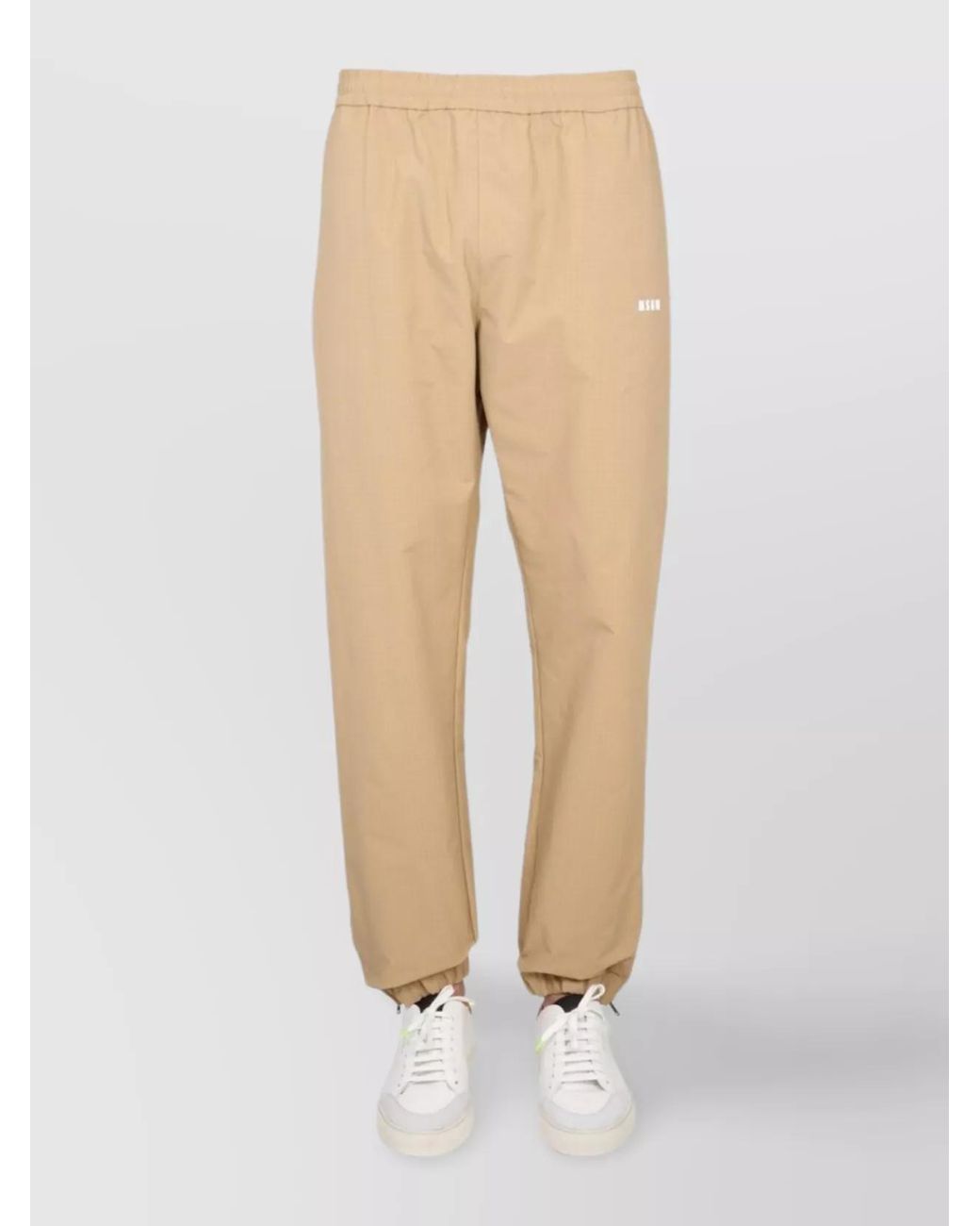 MSGM Natural Logo-Print Track Pants for men