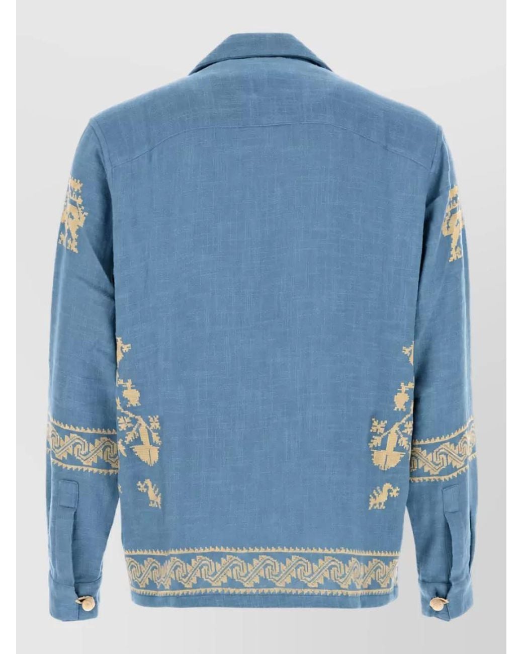 BAZISZT Blue Cotton Shirt Jacket for men