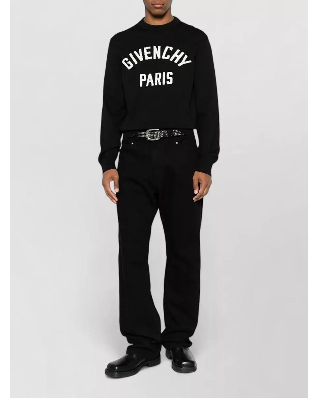 Givenchy Black Cotton Blend Ribbed Crewneck Sweater for men