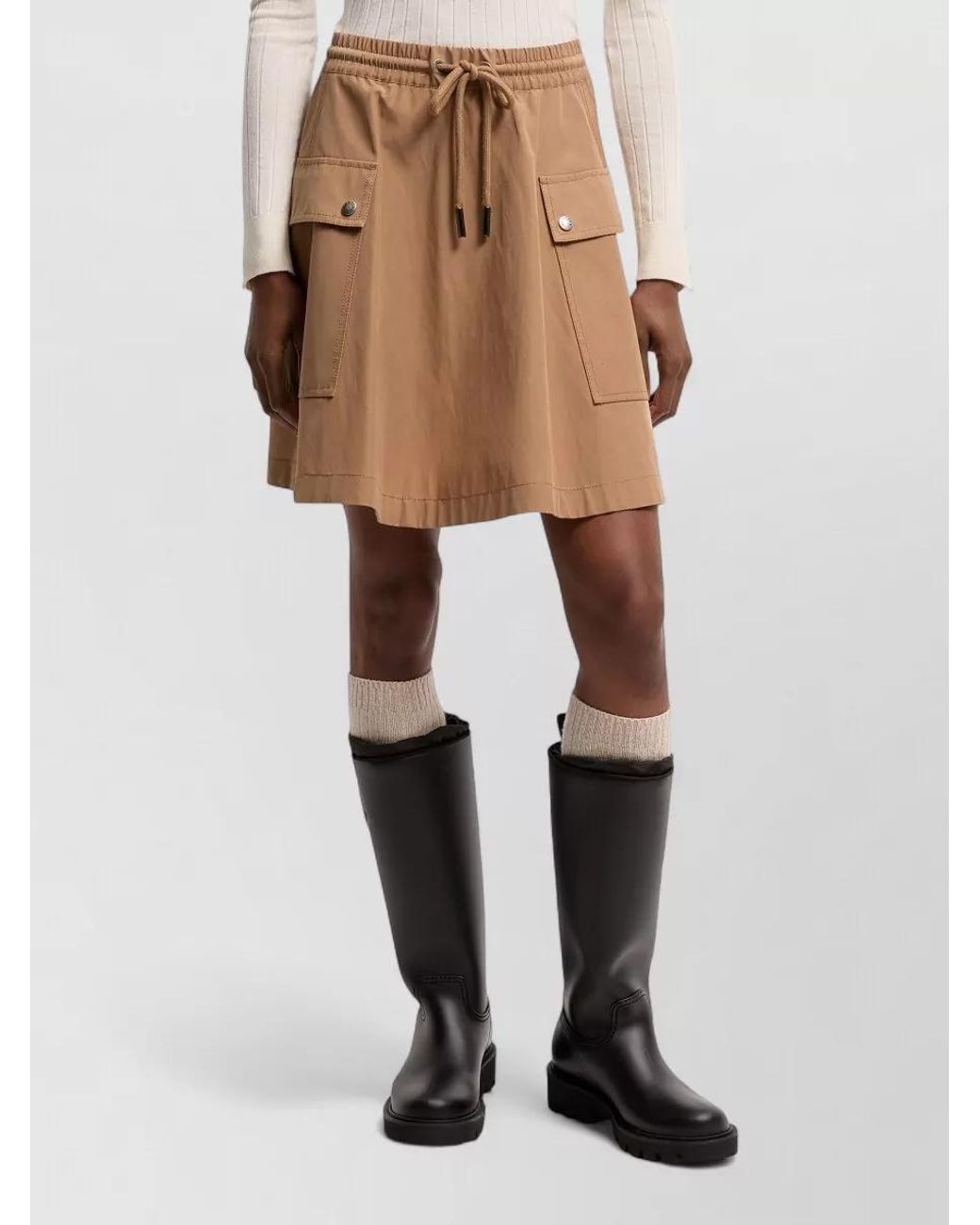 Moncler Natural Cotton Blend A-Line Mini Skirt