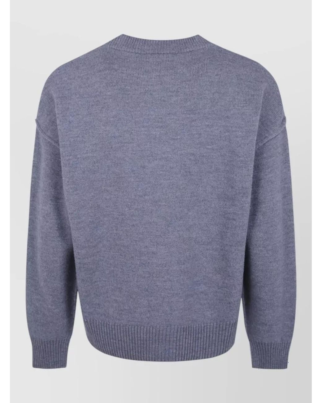 AMI Blue Wool Crewneck Cardigan for men