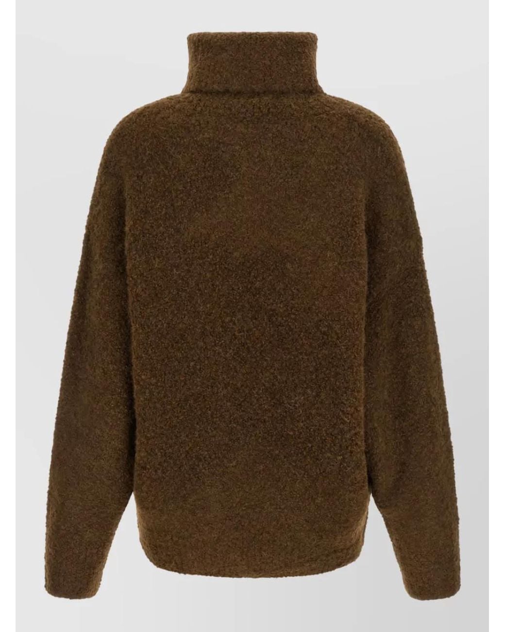 Totême Green Bouclé Alpaca Wool Turtleneck Sweater