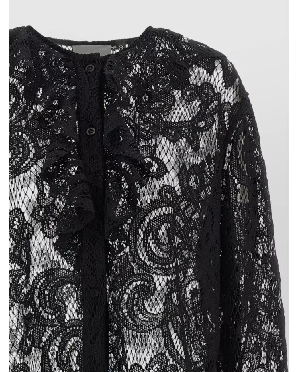 Nude Black Floral Lace Shirt