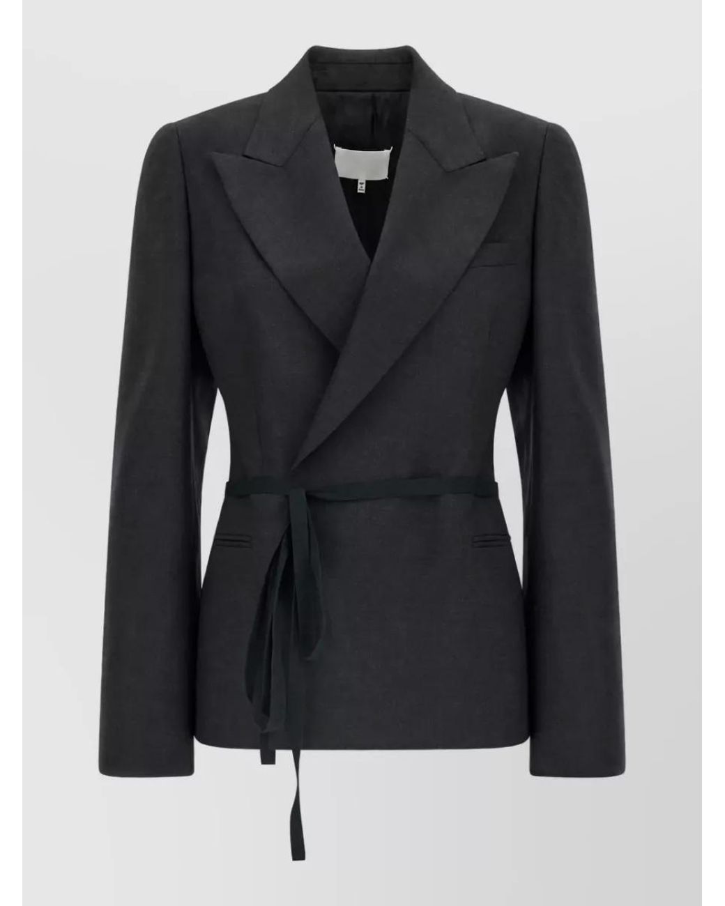 Maison Margiela Black Wool Belted Wrap Blazer
