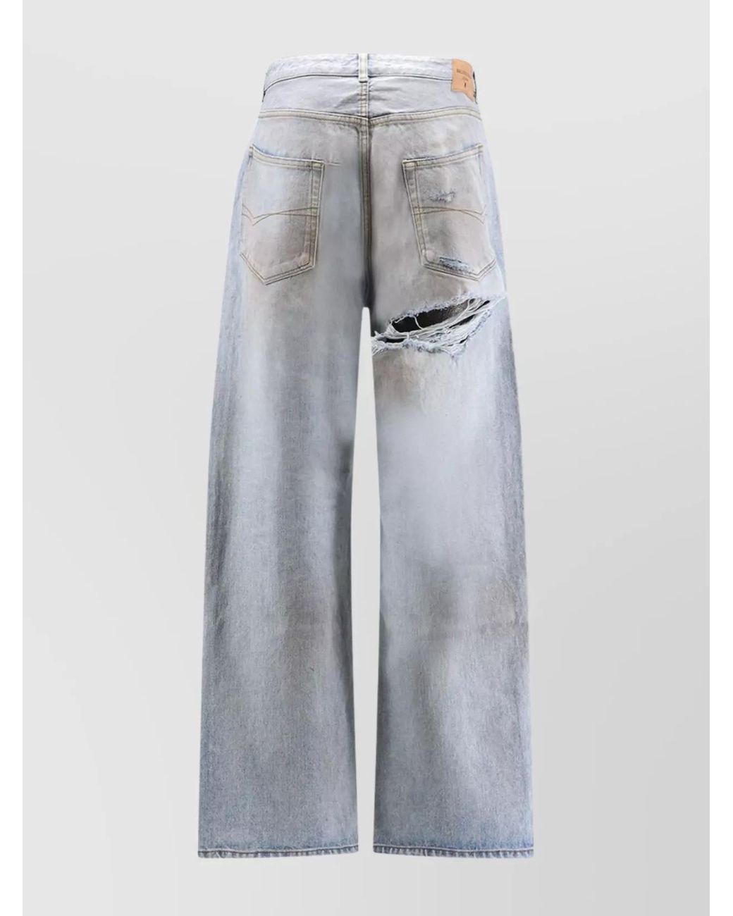 Balenciaga Gray Distressed Wide-Leg Jeans for men