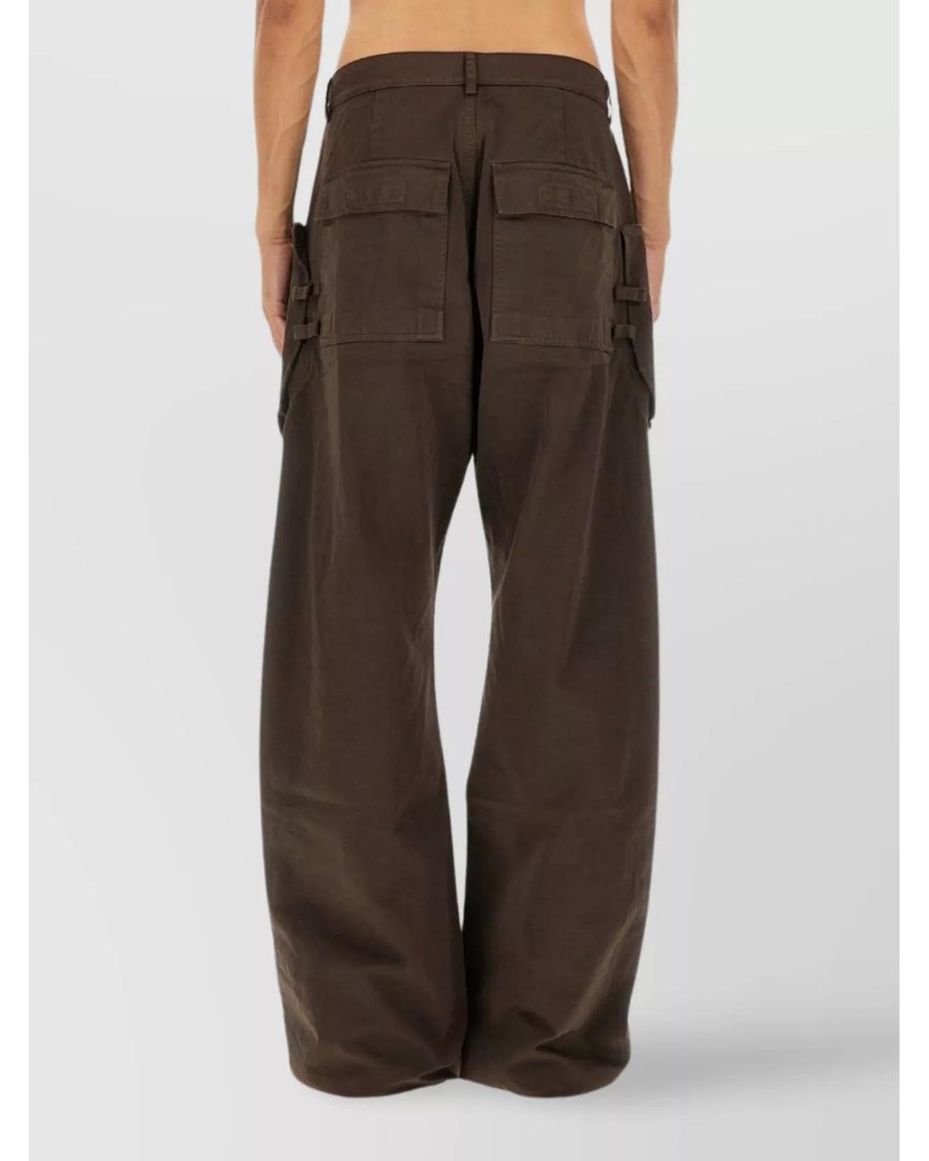 Rick Owens Brown Cotton High-Rise Wide-Leg Cargo Trousers for men