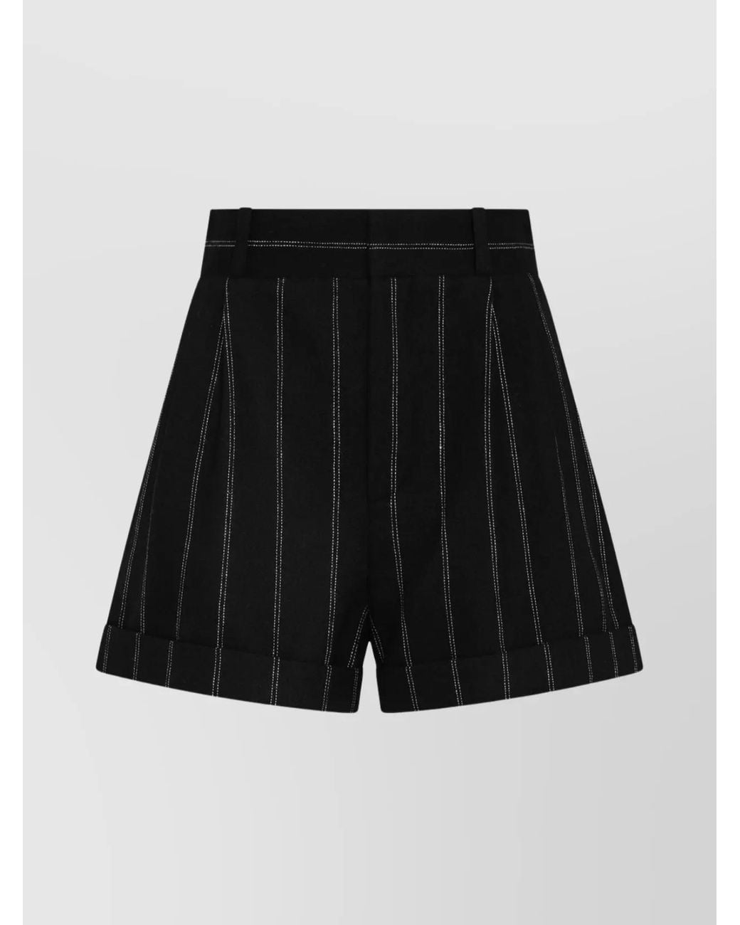 The Mannei Black Wool Pinstriped Tailored Shorts
