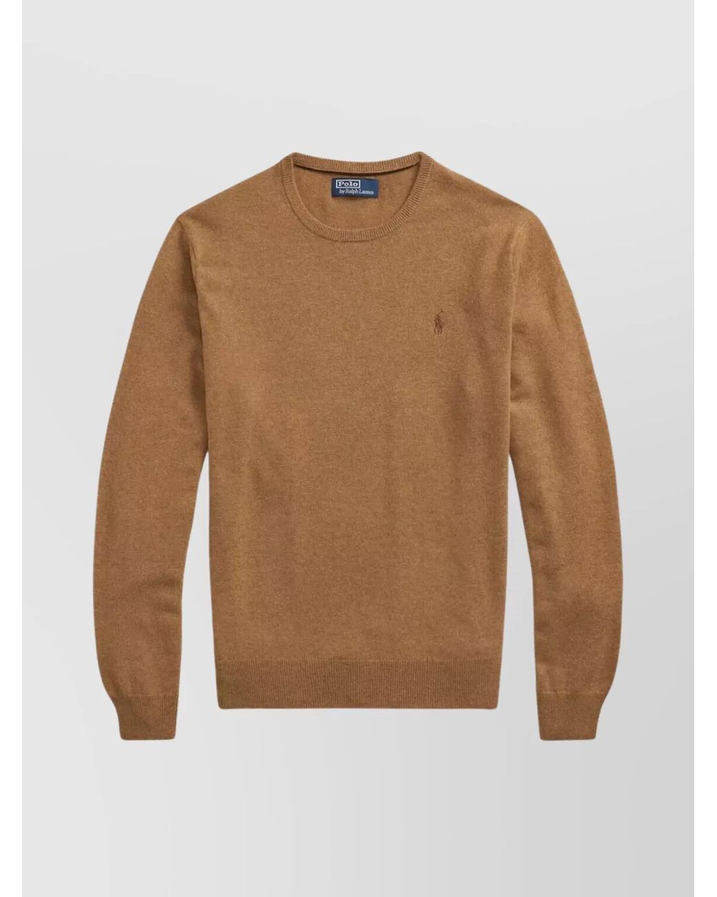 Polo Ralph Lauren Brown Crew Neck Long Sleeve Pullover With Ribbed Cuffs for men
