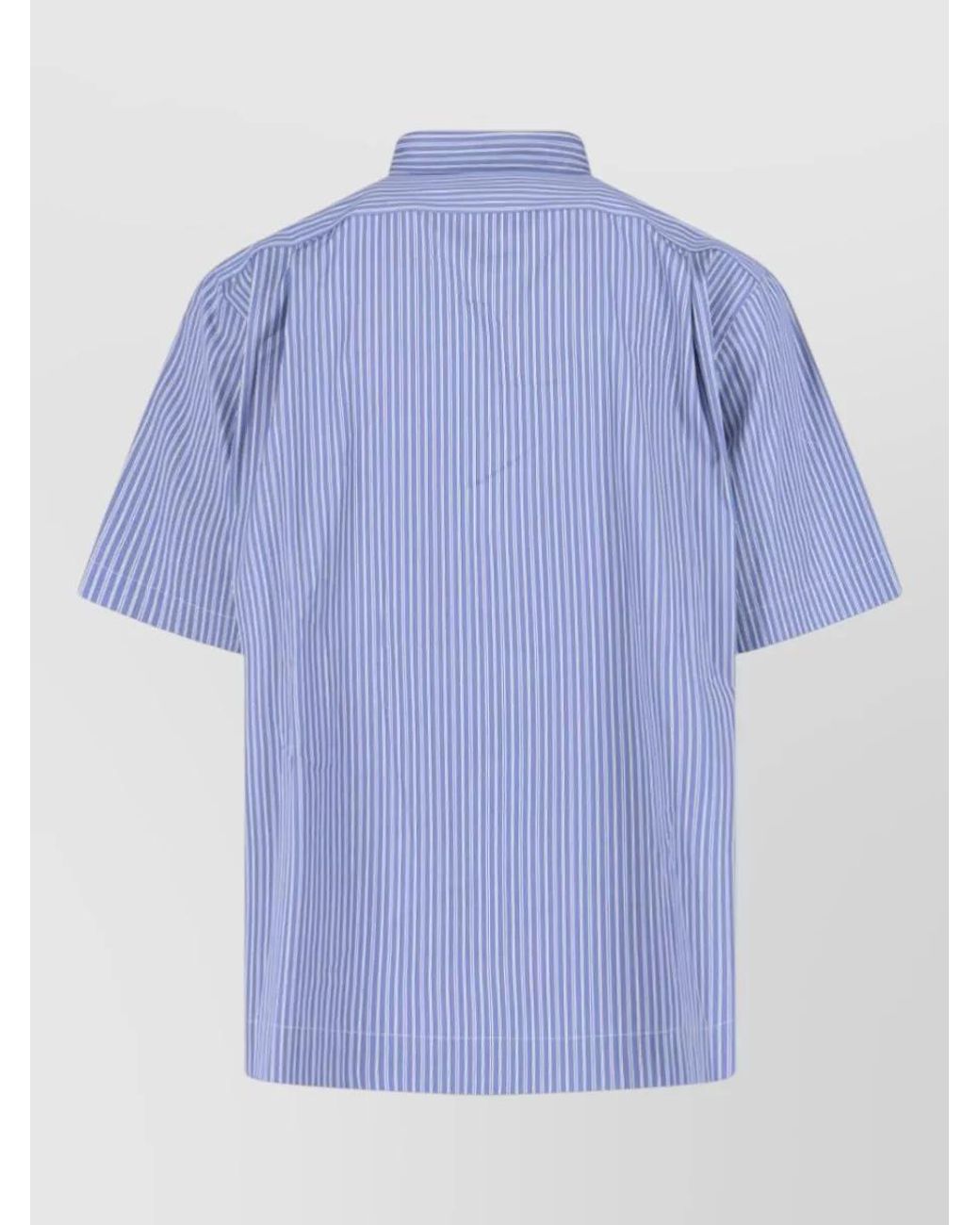 Sacai Blue Striped Short-Sleeve Shirt for men