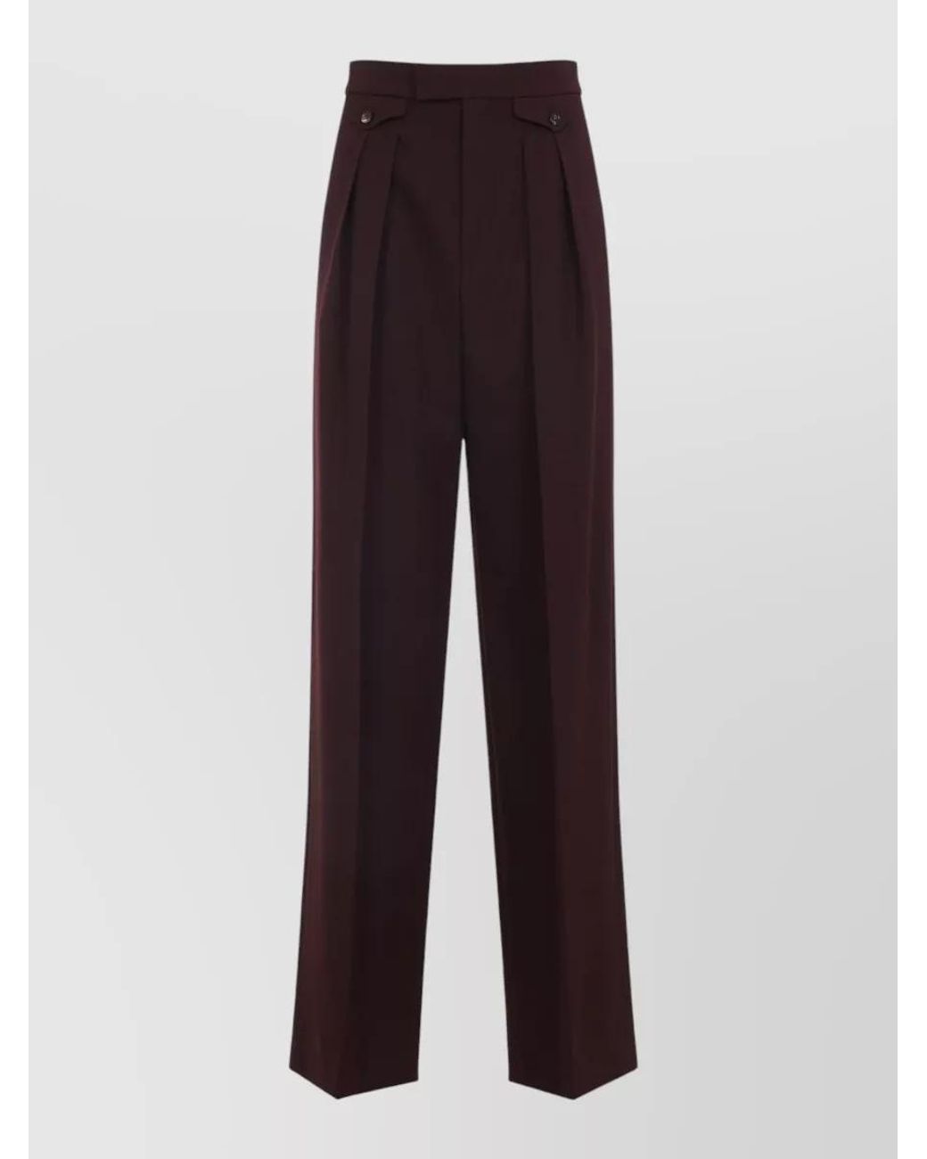 Chloé Purple Wool High-Rise Pleated Wide-Leg Trousers