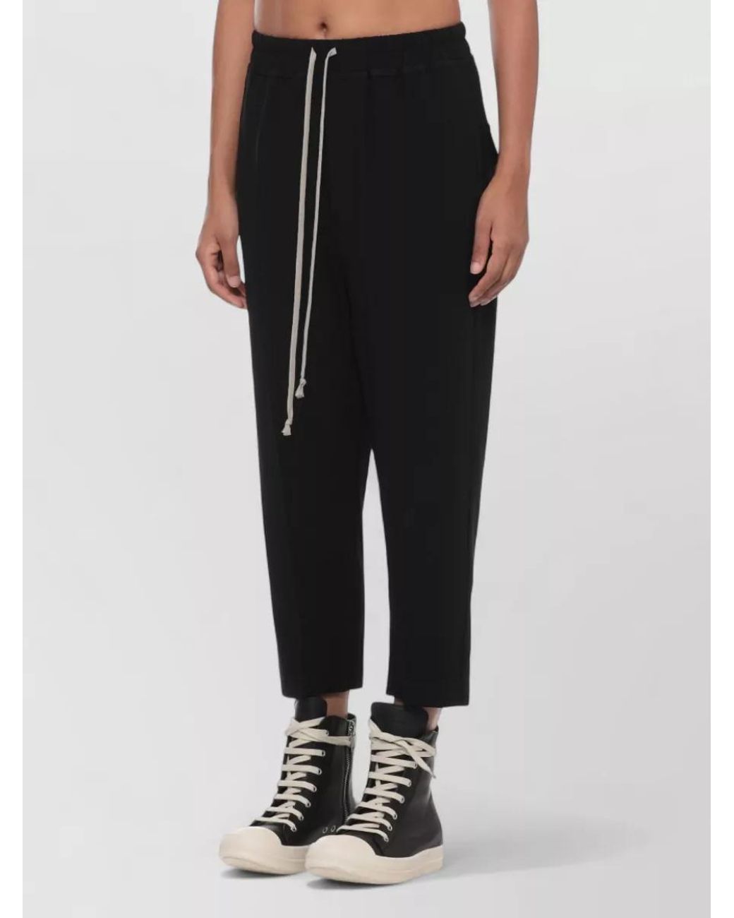 Rick Owens Black Cropped Straight-Leg Trousers