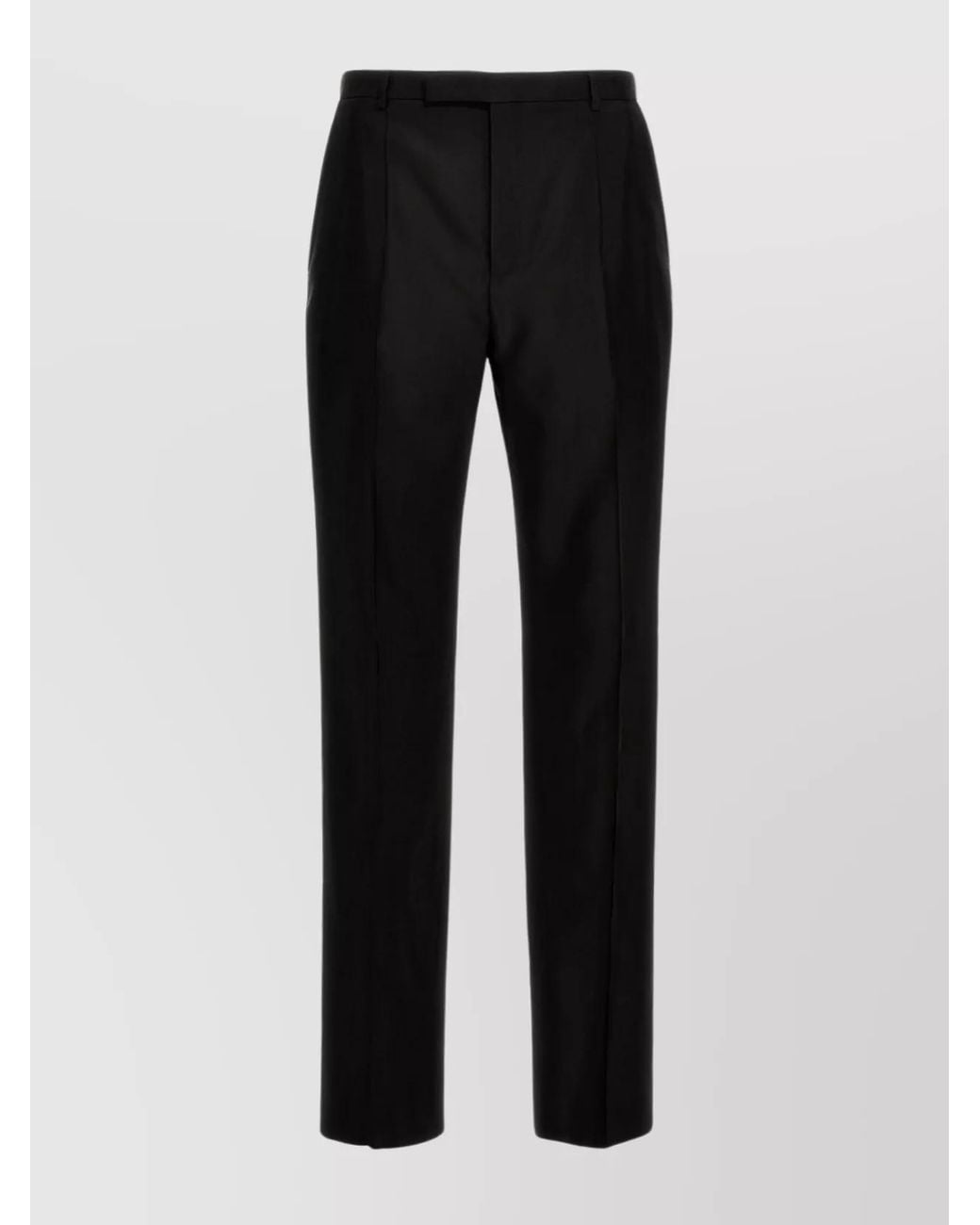 Saint Laurent Black High-Rise Straight-Leg Tailored Trousers for men