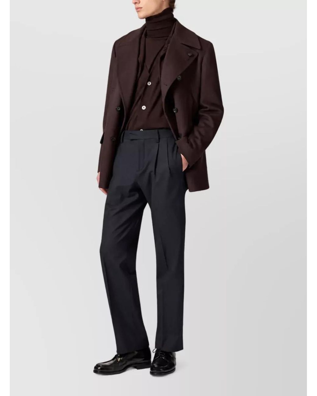 Lardini Brown Wool Fine-Knit Turtleneck Sweater for men