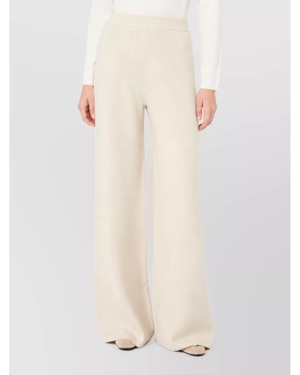 Max Mara Natural Cashmere Blend Wide-Leg Knitted Trousers