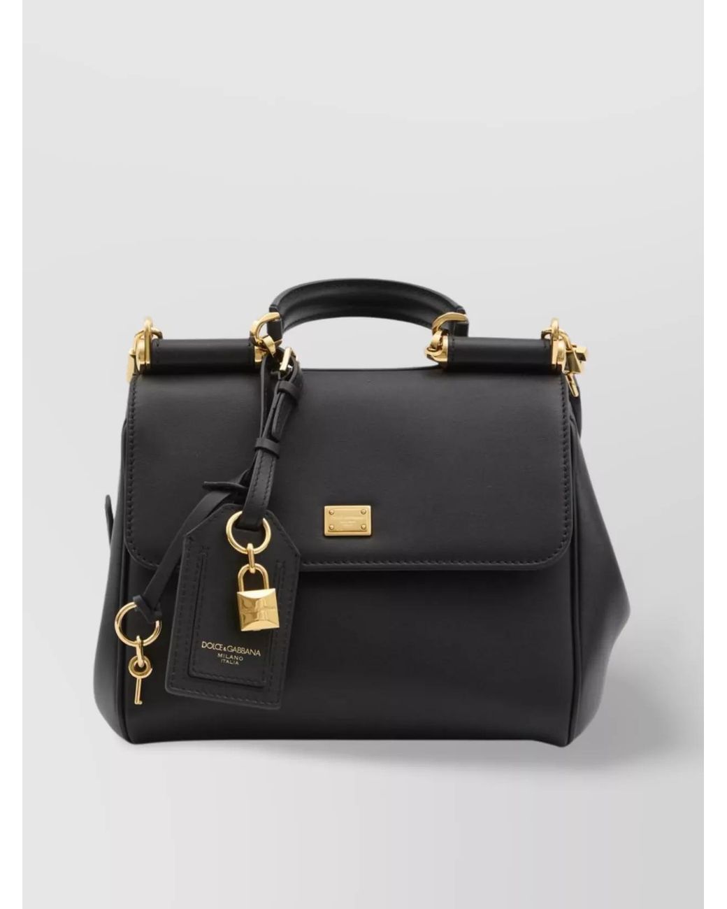 Dolce & Gabbana Black My Sicily Small Leather Tote Bag