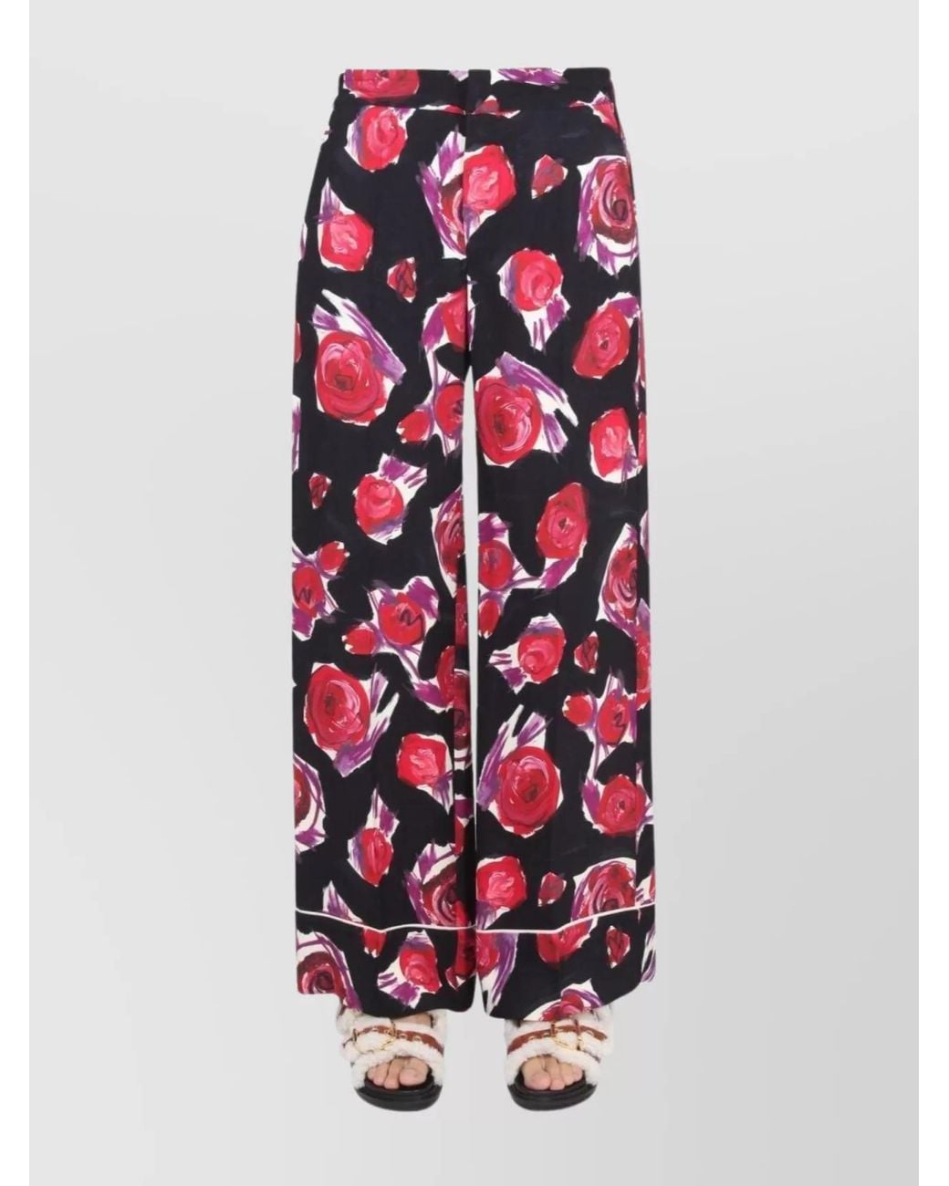 Marni White Floral-Print Wide-Leg Trousers