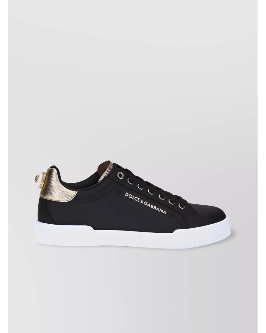 Dolce & Gabbana Black Portofino Lettering Leather Sneaker