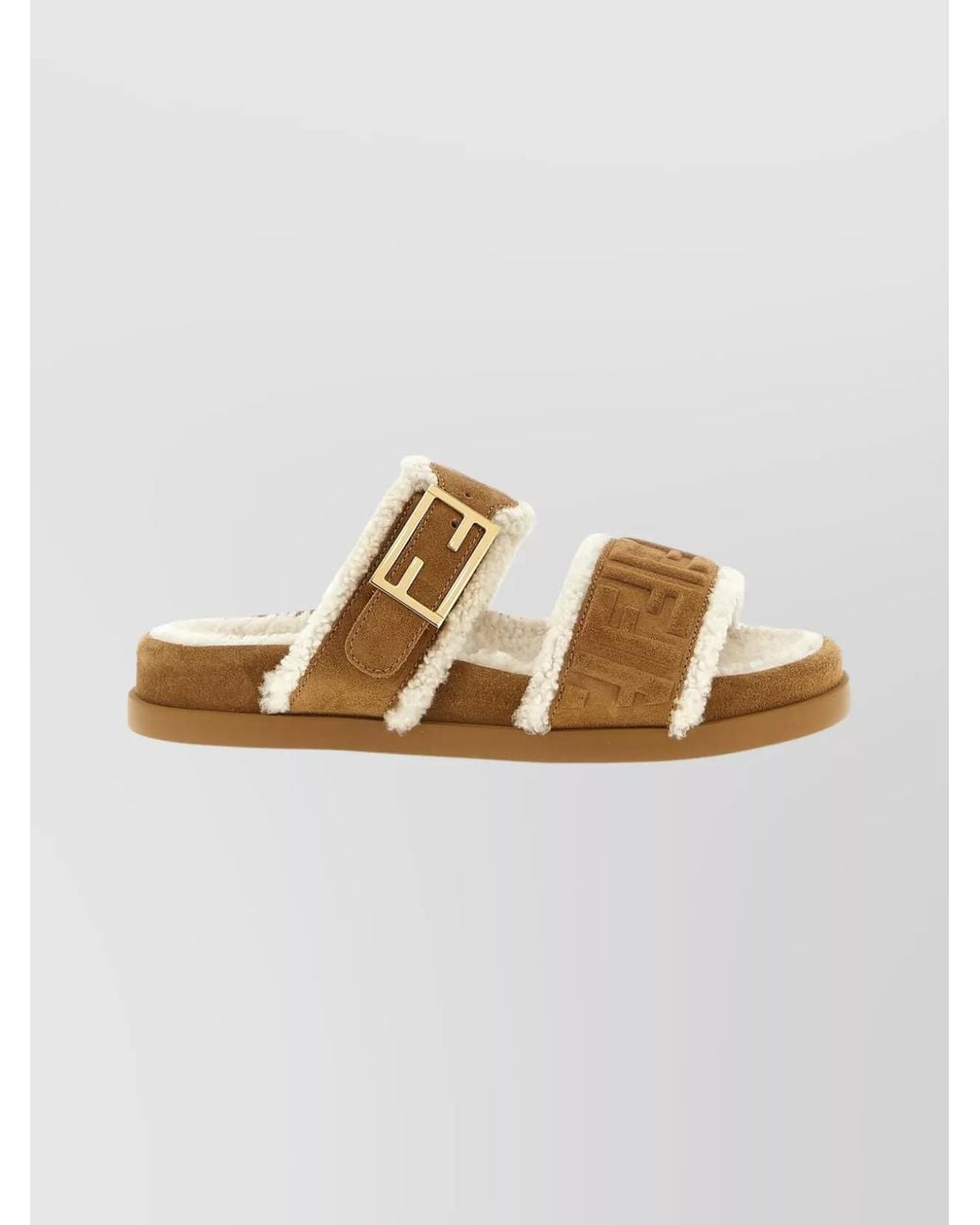 Fendi Brown Feel Ff Embossed Sandals