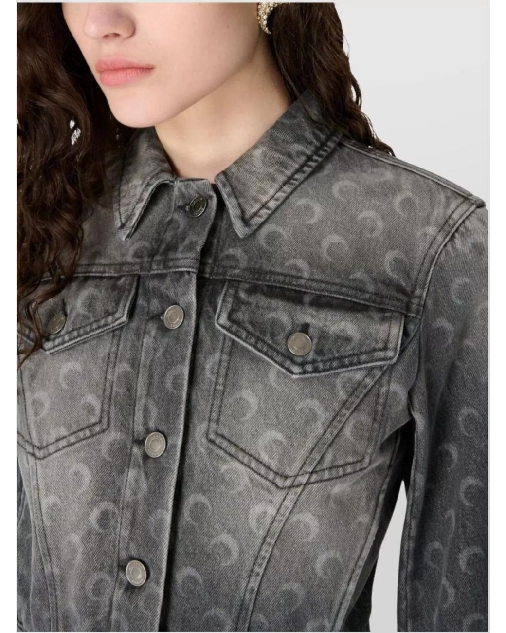 MARINE SERRE Gray Denim Cropped Jacket