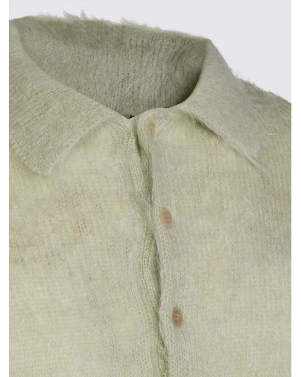 Auralee Green Mohair Wool Short-Sleeve Polo Shirt for men