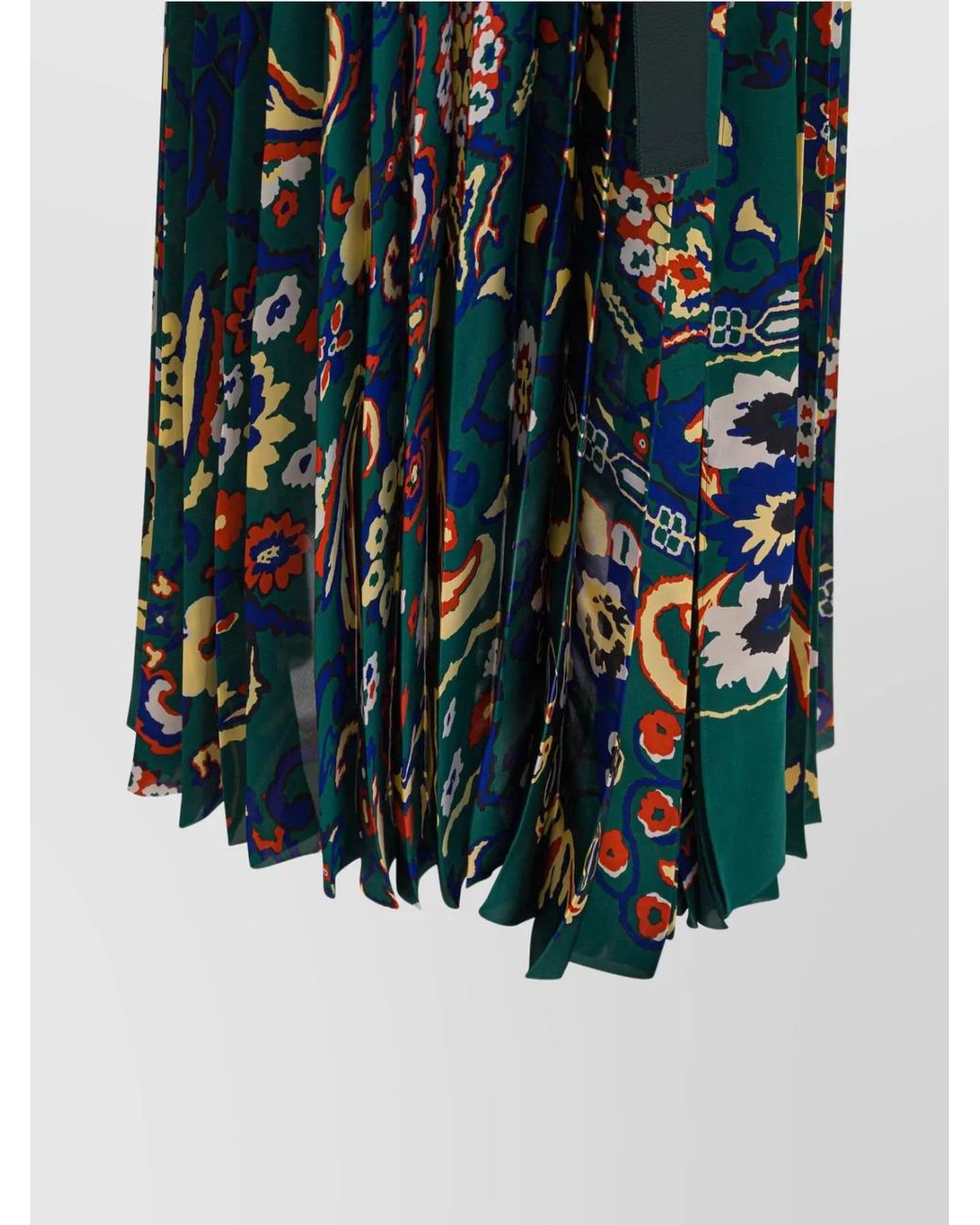Sacai Blue Floral-Print Pleated Skirt