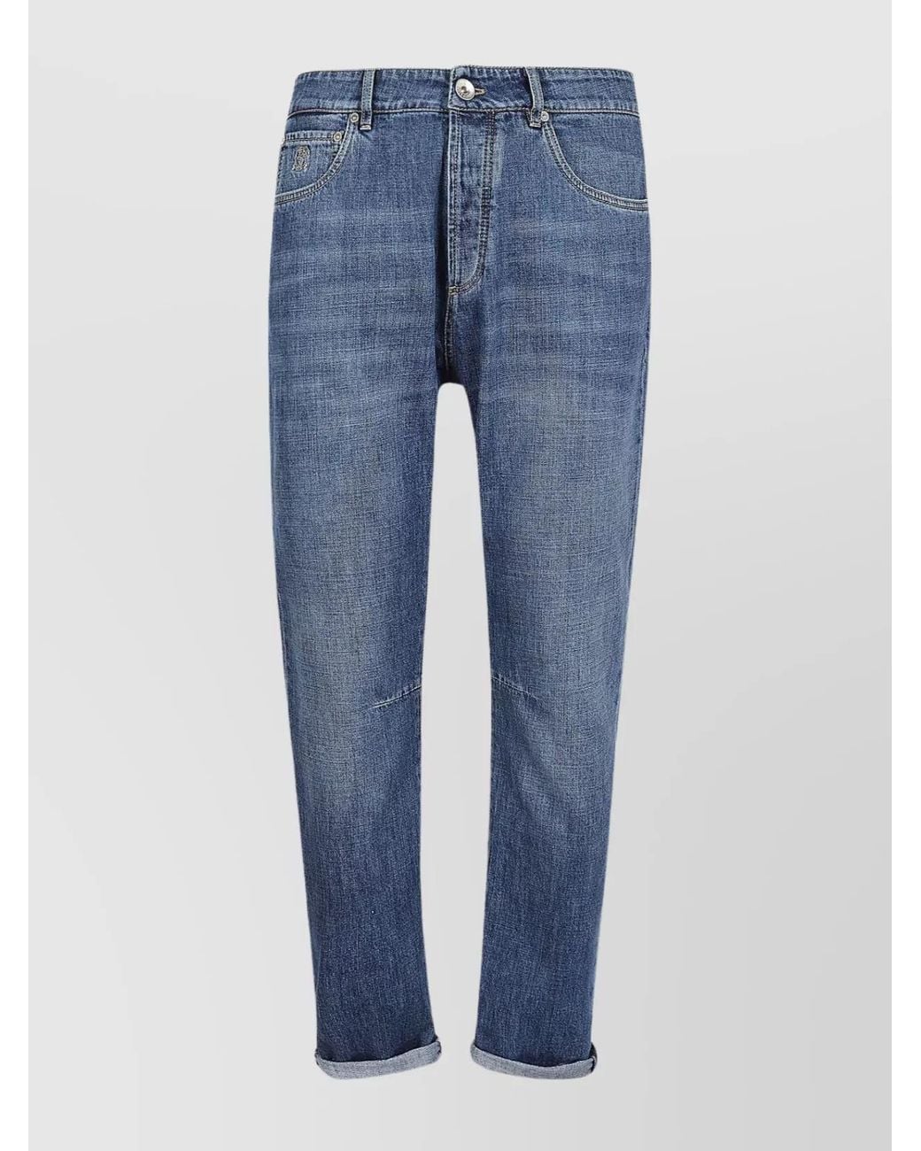Brunello Cucinelli Blue Denim Straight-Leg Jeans for men