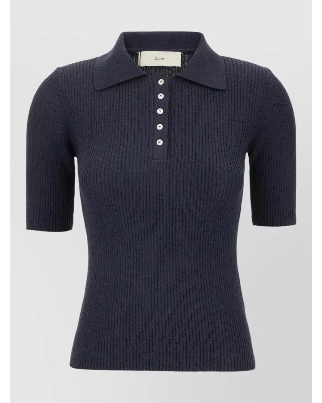 DUNST Blue Fine-Knit Polo Shirt