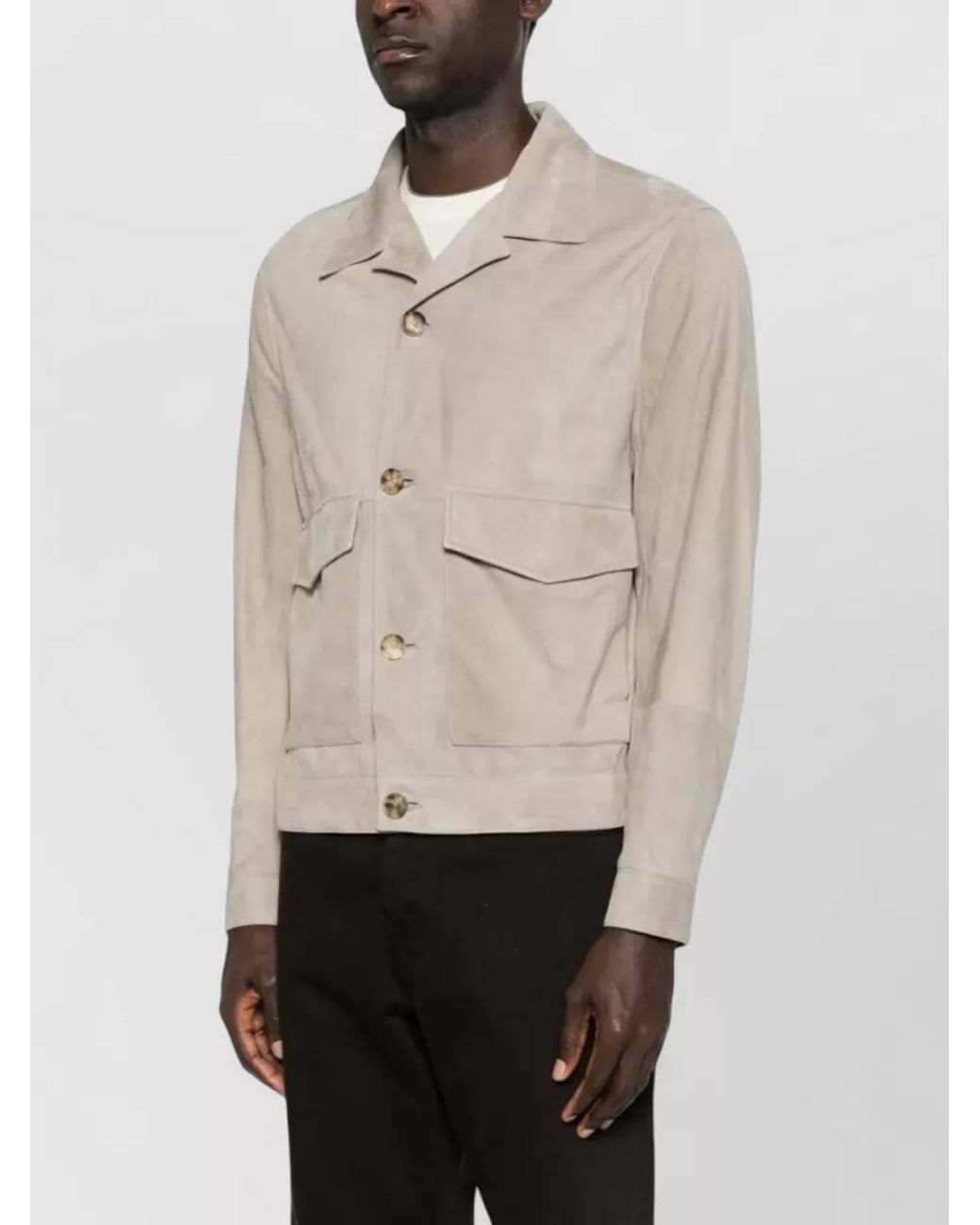 Brunello Cucinelli Natural Suede Shirt Jacket for men
