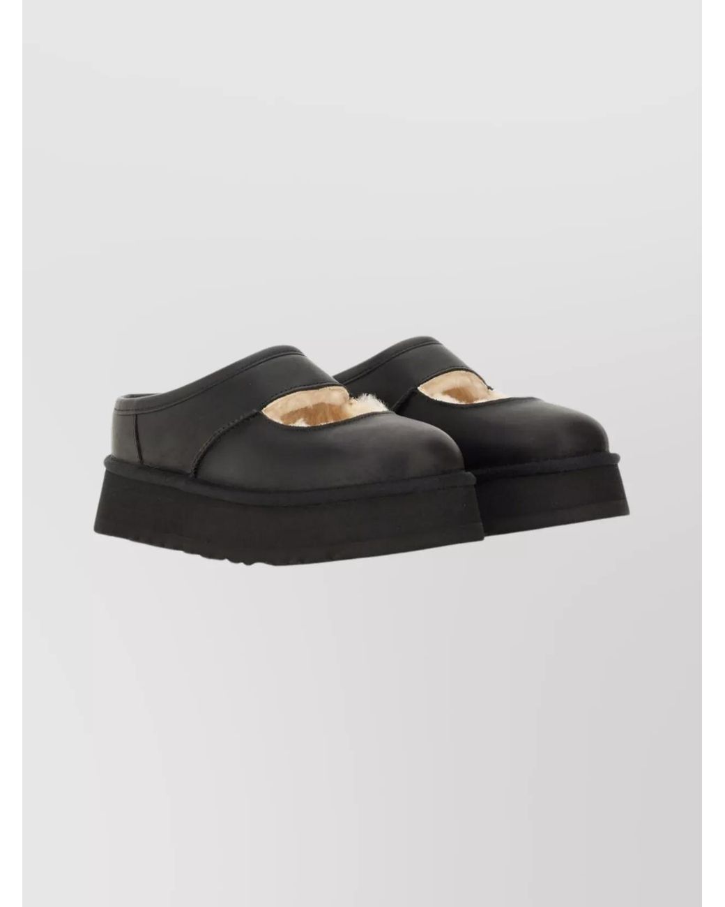 Ugg Black Leather Mary Jane Lace-Up Shoes