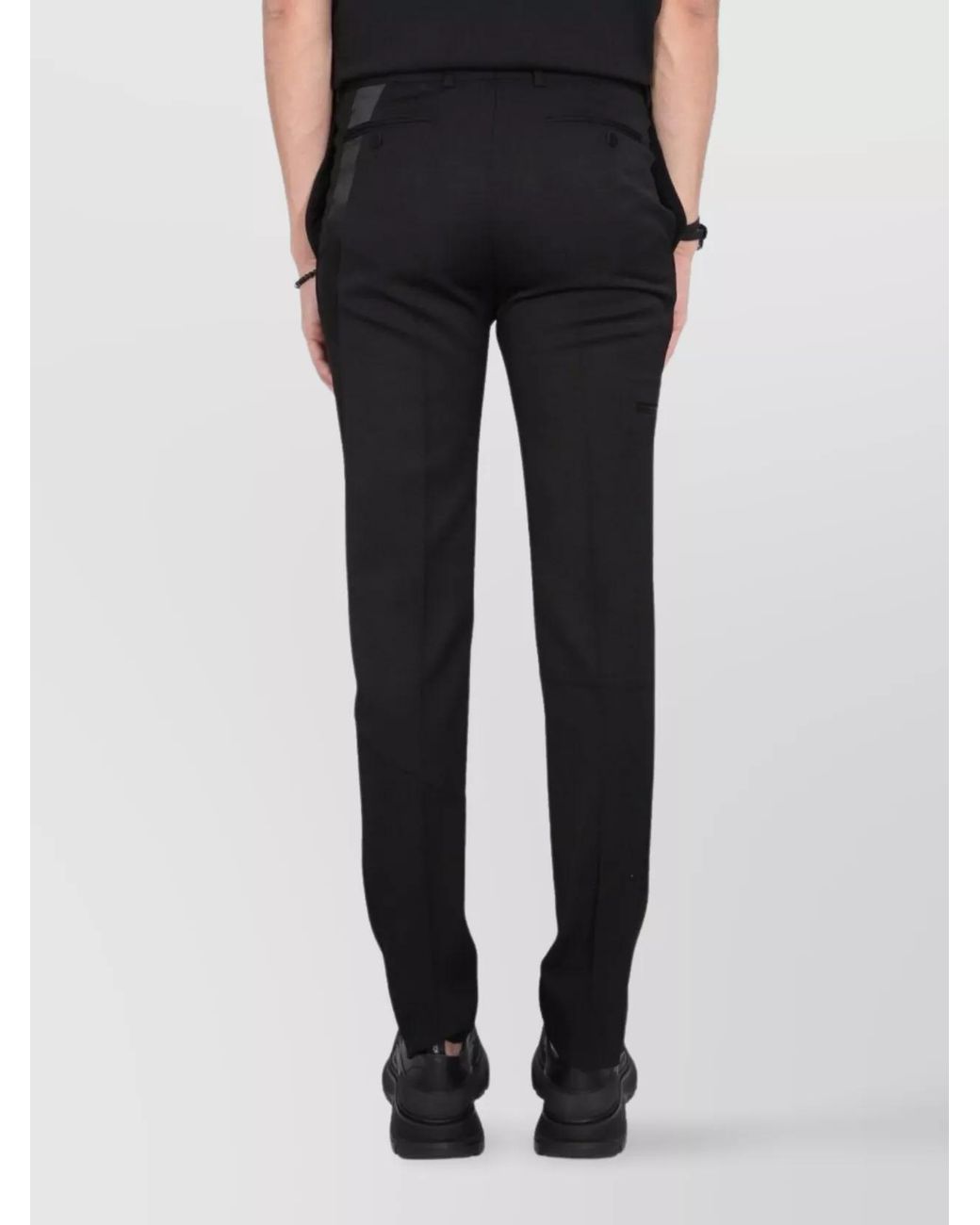 McQueen Black Virgin Wool Tailored Trousers for men