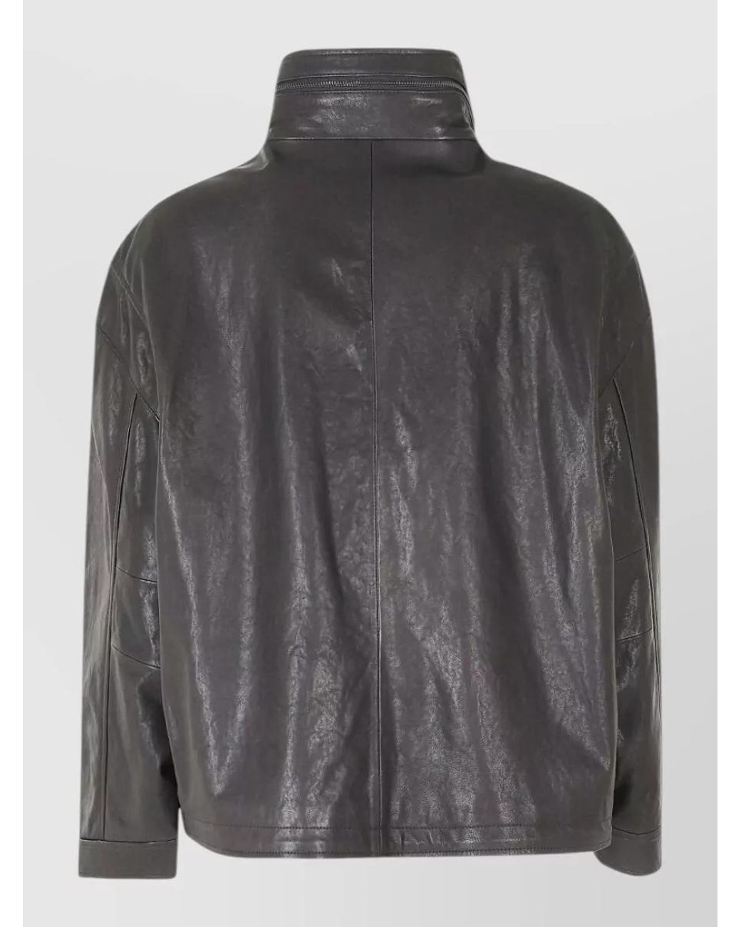 Emporio Armani Black Lamb Leather High Neck Single Breasted Coat