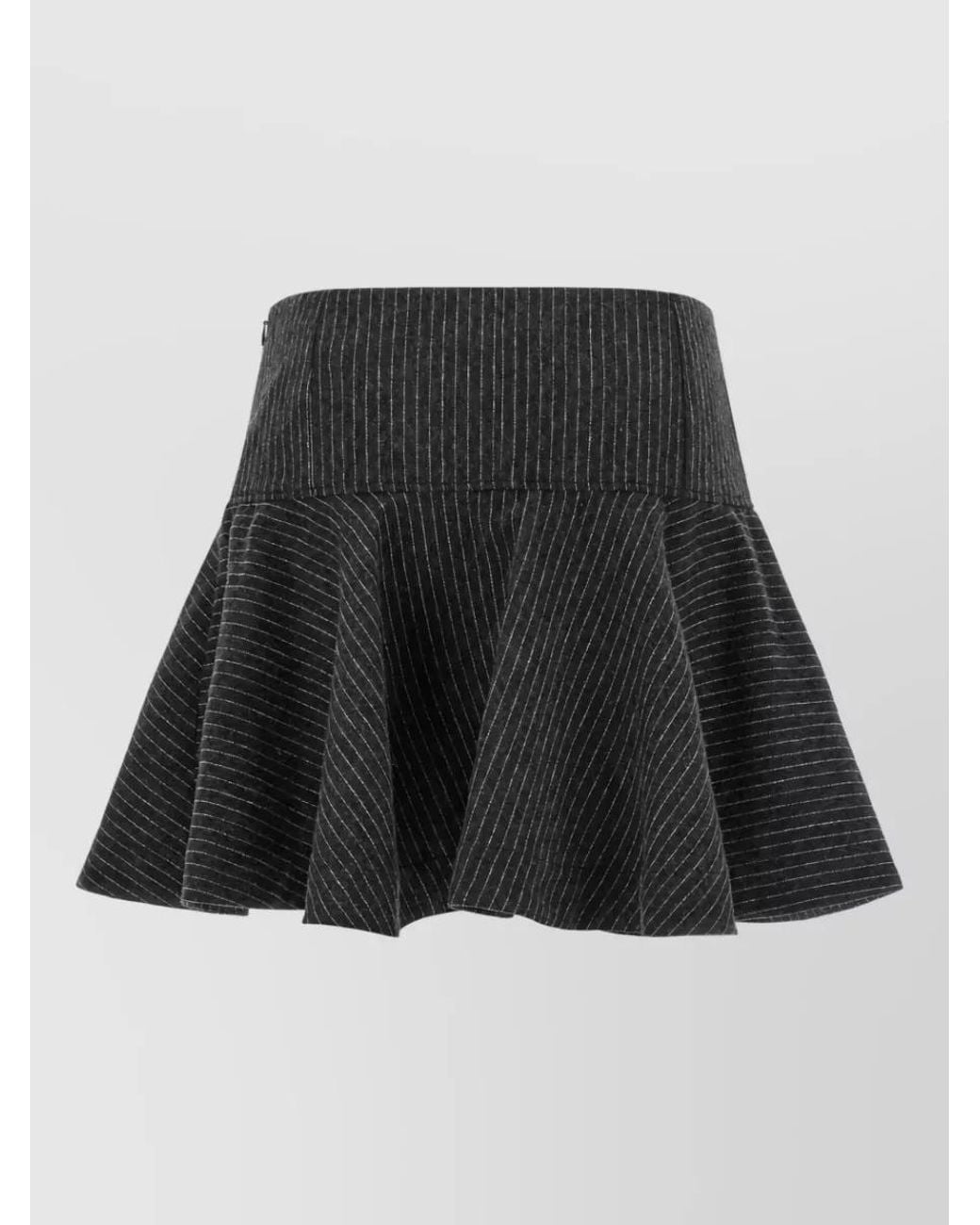 Ganni Black Pinstriped Flannel Mini A-Line Skirt
