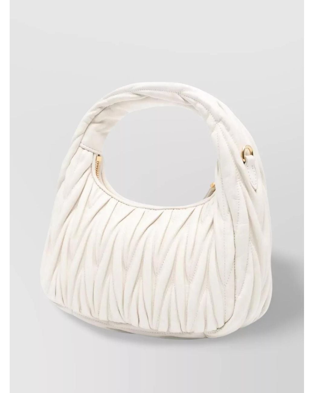 Miu Miu White Wander Small Leather Hobo Bag