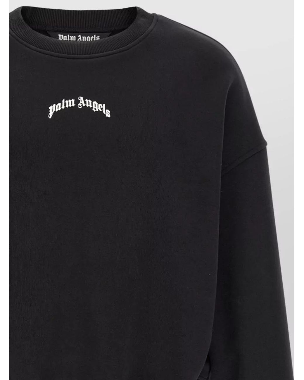 Palm Angels Blue Cotton Logo Print Crew Neck Sweatshirt for men