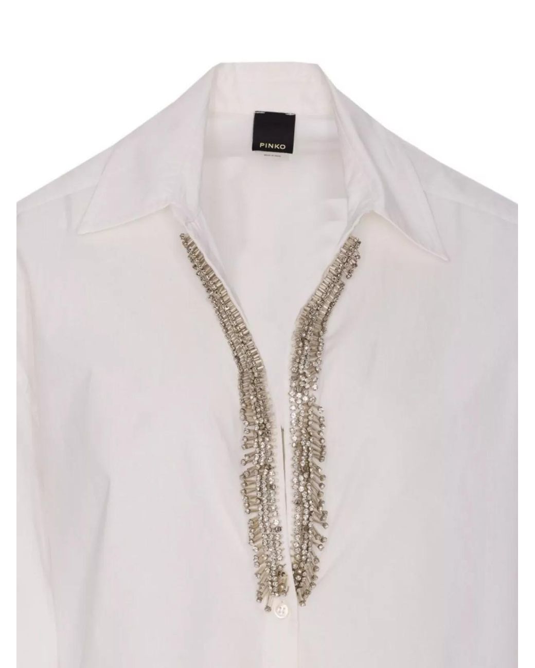 Pinko Pink Crystal Embellished Long Sleeve Cotton Shirt