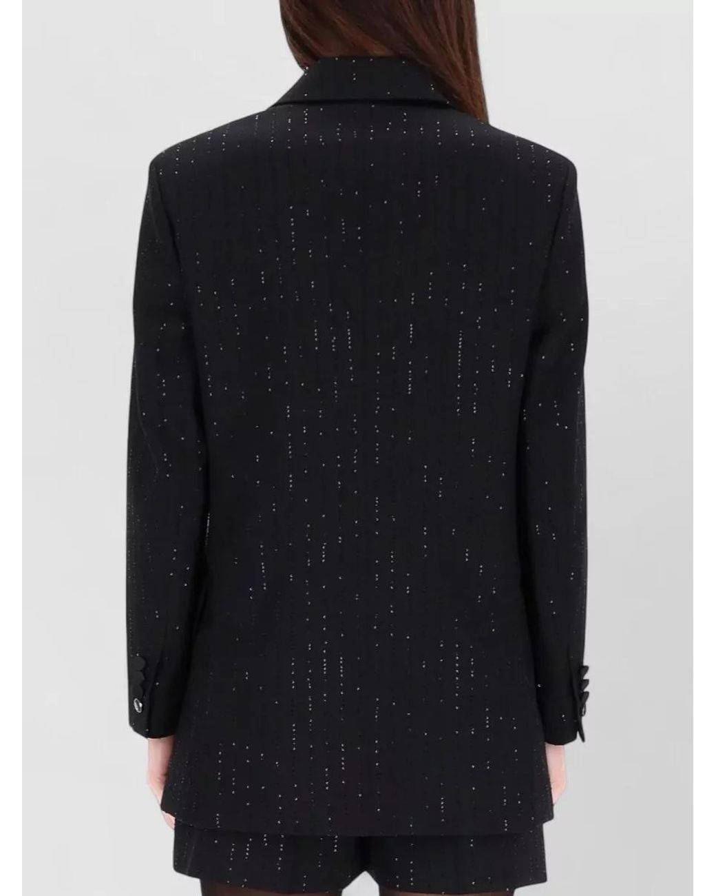 Max Mara Black Double-Breasted Jacket With Rhinestone Details