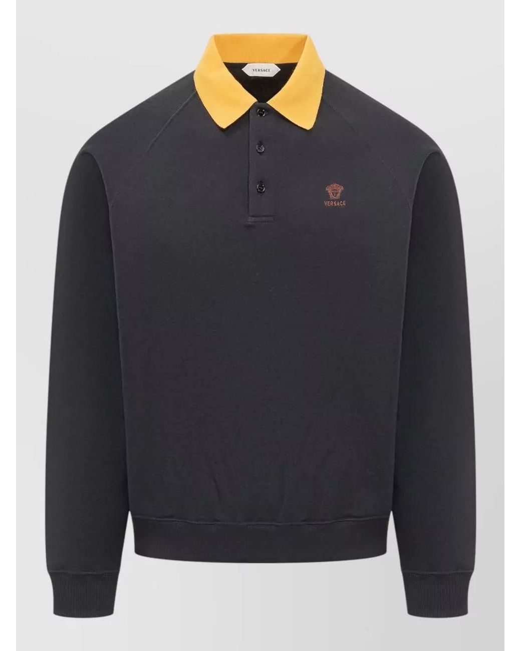 Versace Blue Logo-Embroidered Cotton Polo Sweatshirt for men